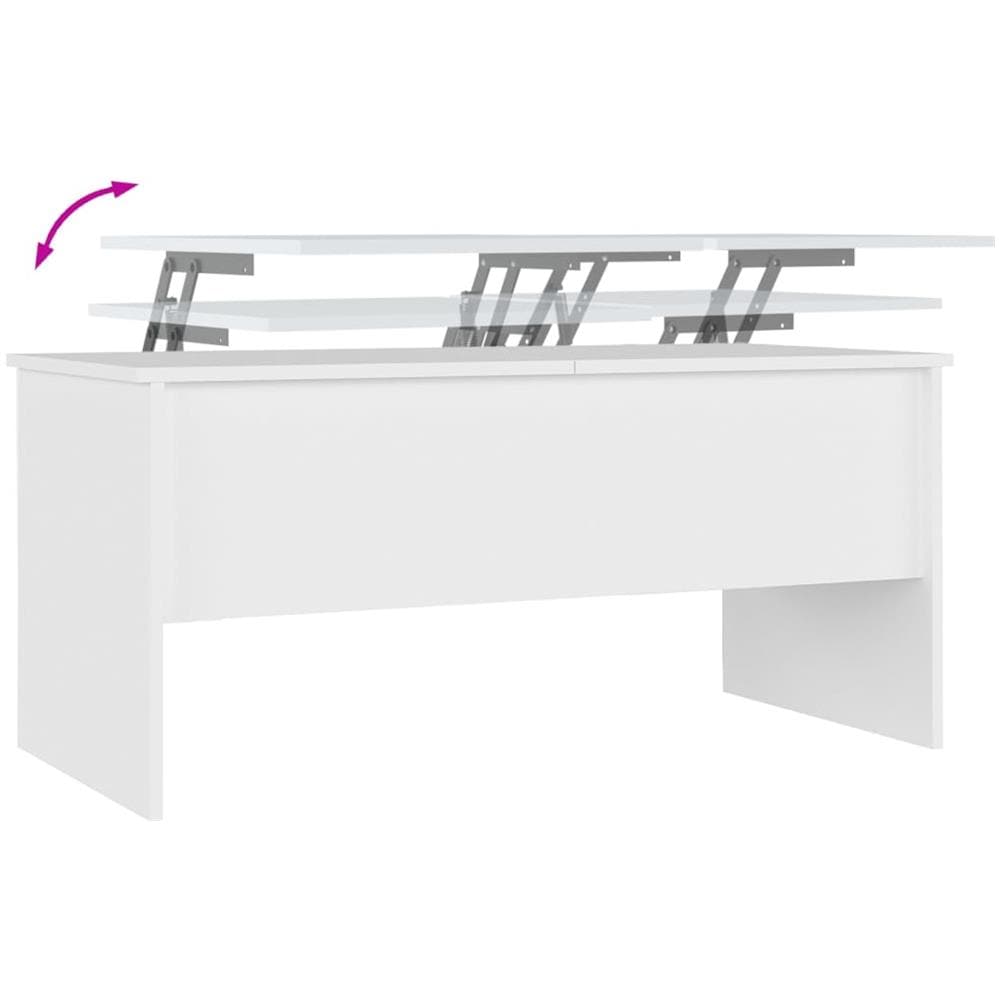 Tavolino Da Salotto Bianco 102x50,5x46,5cm In Legno Multistrato - Foto 7