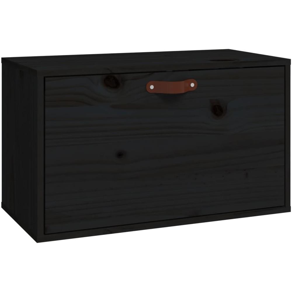 Pensile Nero 60x30x35 Cm In Legno Massello Di Pino - Foto 2