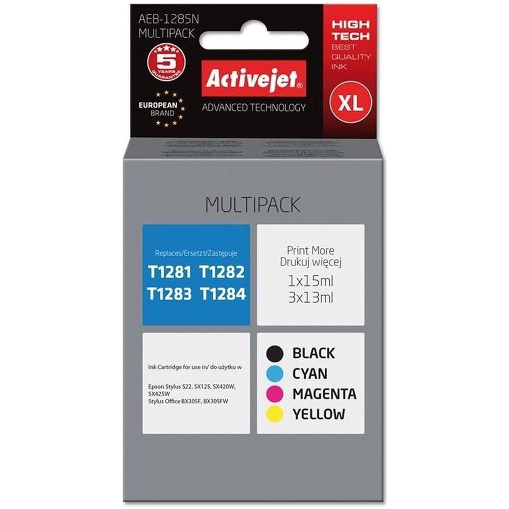 TONER COMPATIBILE - Inchiostro Aeb-1285n Per Stampante Epson, Sostituzione Epson T1285; Supremo; 1 X 15 Ml, 3 X 13 Ml; Nero, Magenta, Ciano, Giallo - Foto 1