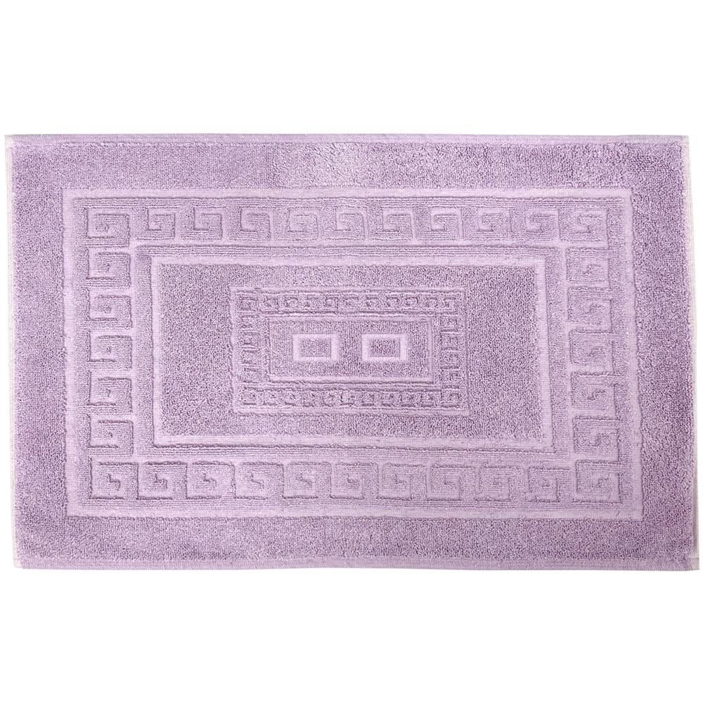 Tappeto Bagno Doccia Spugna Tinta Unita Torino Tappetino Super Assorbente In Cotone Pelo Corto Con Greca 60x90 Lilla - Foto 1