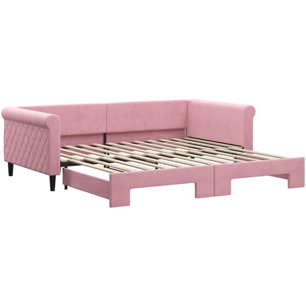 Divano Letto Con Letto Estraibile Rosa 100x200 Cm In Velluto - Foto 2