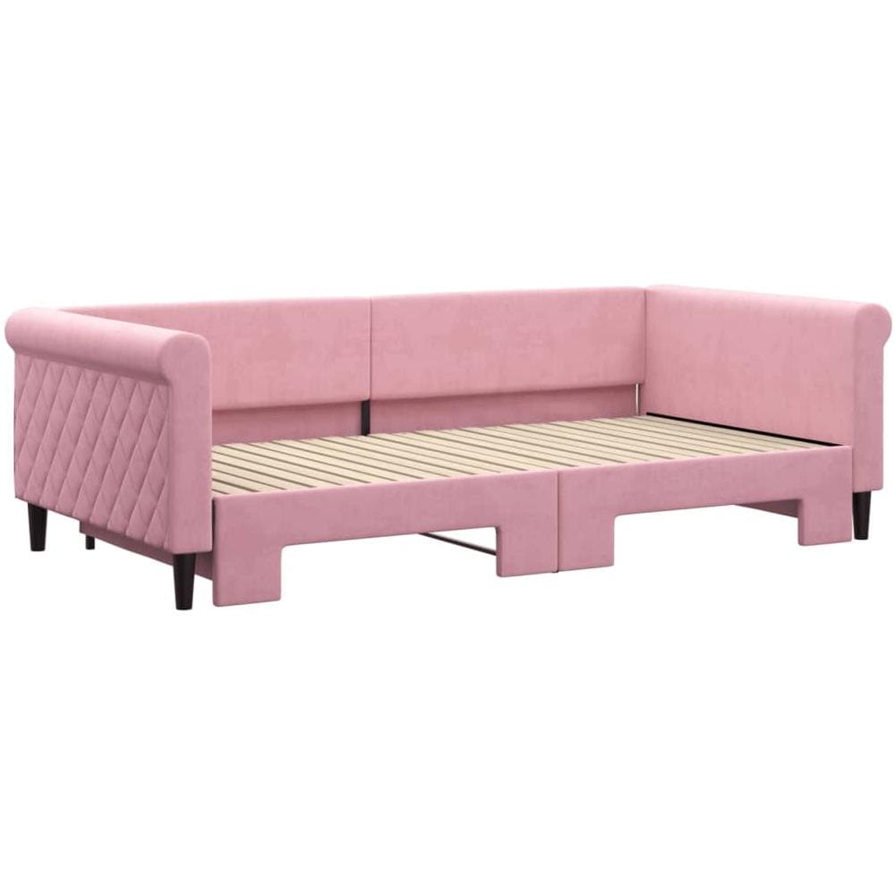 Divano Letto Con Letto Estraibile Rosa 100x200 Cm In Velluto - Foto 3