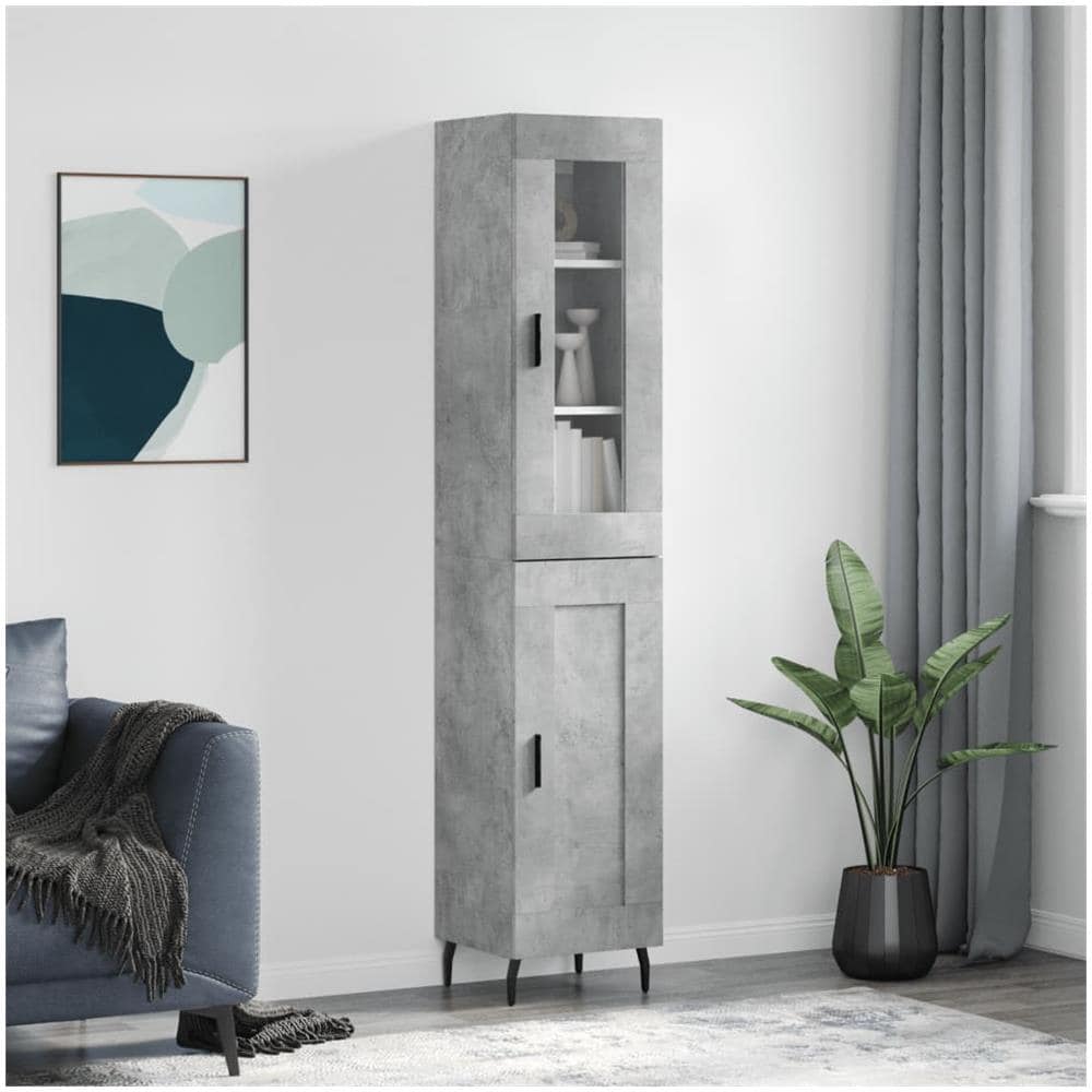 Credenza Grigio Cemento 34,5x34x180 Cm In Legno Multistrato - Foto 1