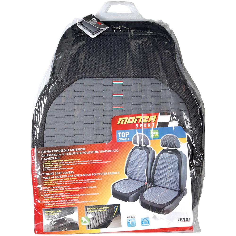 Monza, Coppia Coprisedili Anteriori In Tessuto Alveolare Di Poliestere E Trapuntato - Grigio - Foto 2
