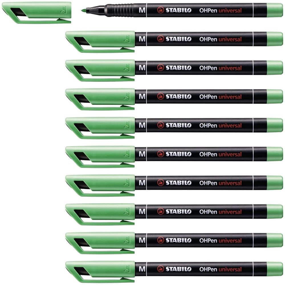 OHPen universal Permanente - Marcatore - Tratto Medio (1 mm) - Confezione da 10 - Verde - Foto 1