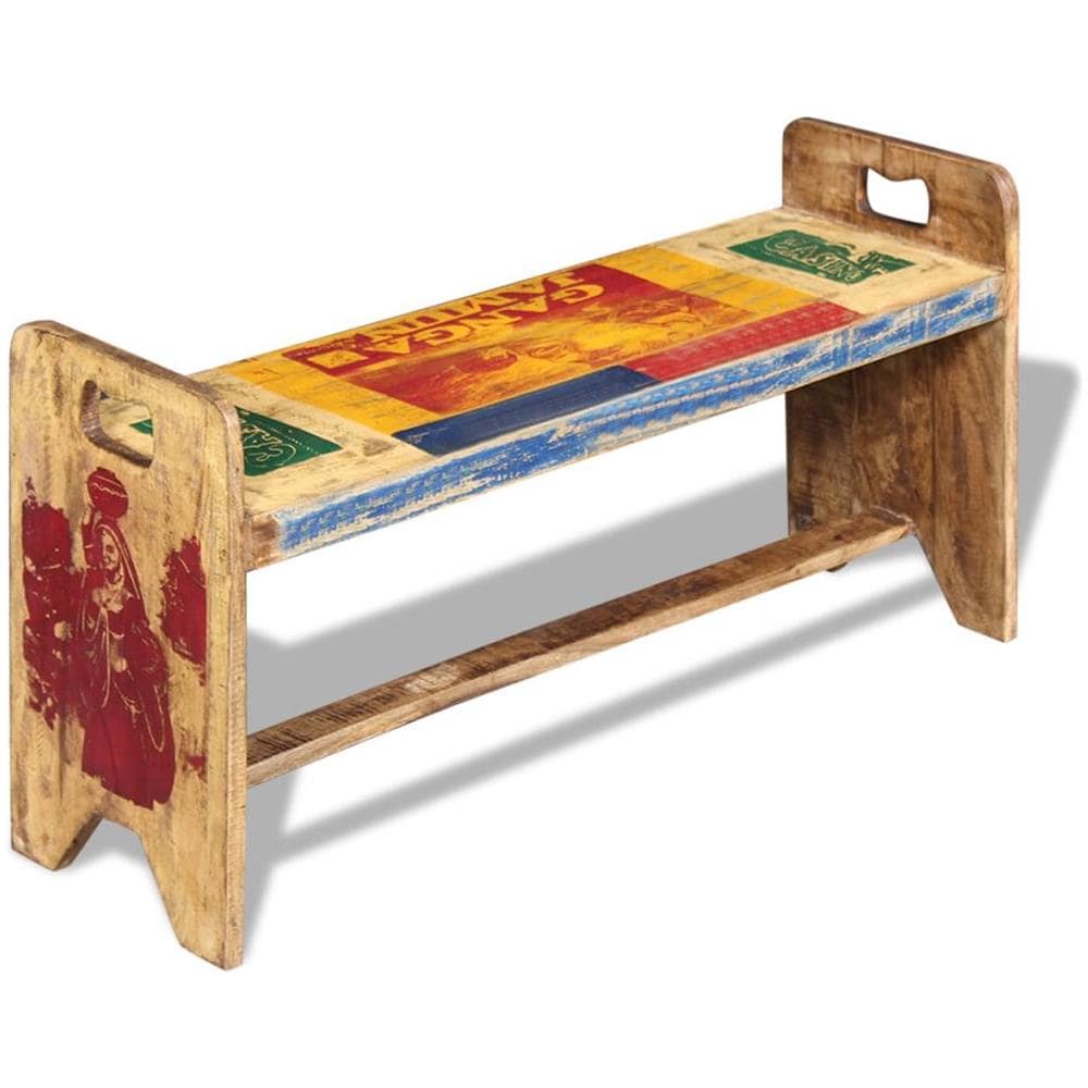 Cola Panchina Legno Solido Recuperato 100x30x50 Cm - Foto 2