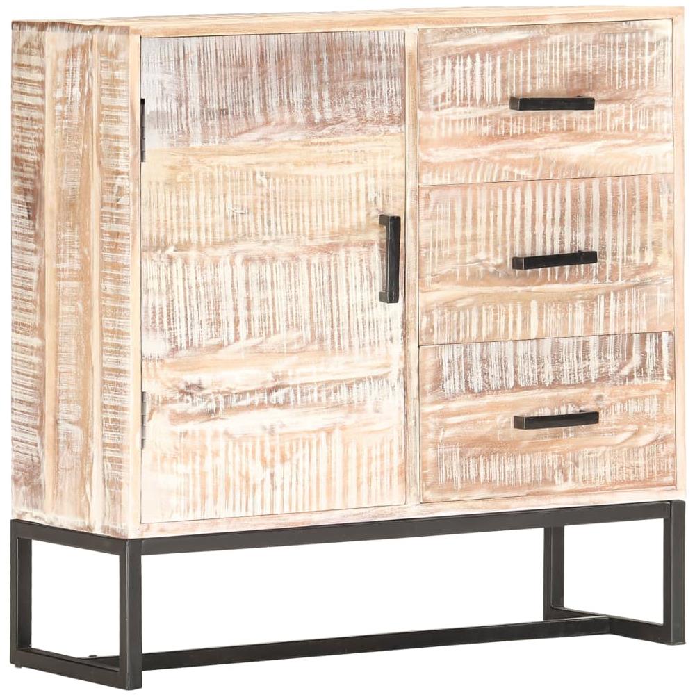 Credenza Bianca 73x30x75 Cm In Legno Massello Di Acacia - Foto 1
