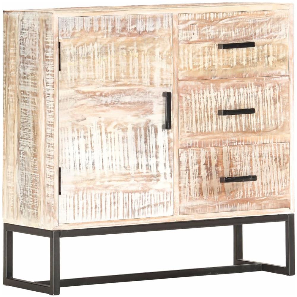 Credenza Bianca 73x30x75 Cm In Legno Massello Di Acacia - Foto 15