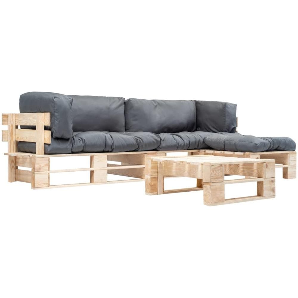 Divani Da Giardino Su Pallet 4pz Cuscini Grigi Legno Fsc - Foto 1