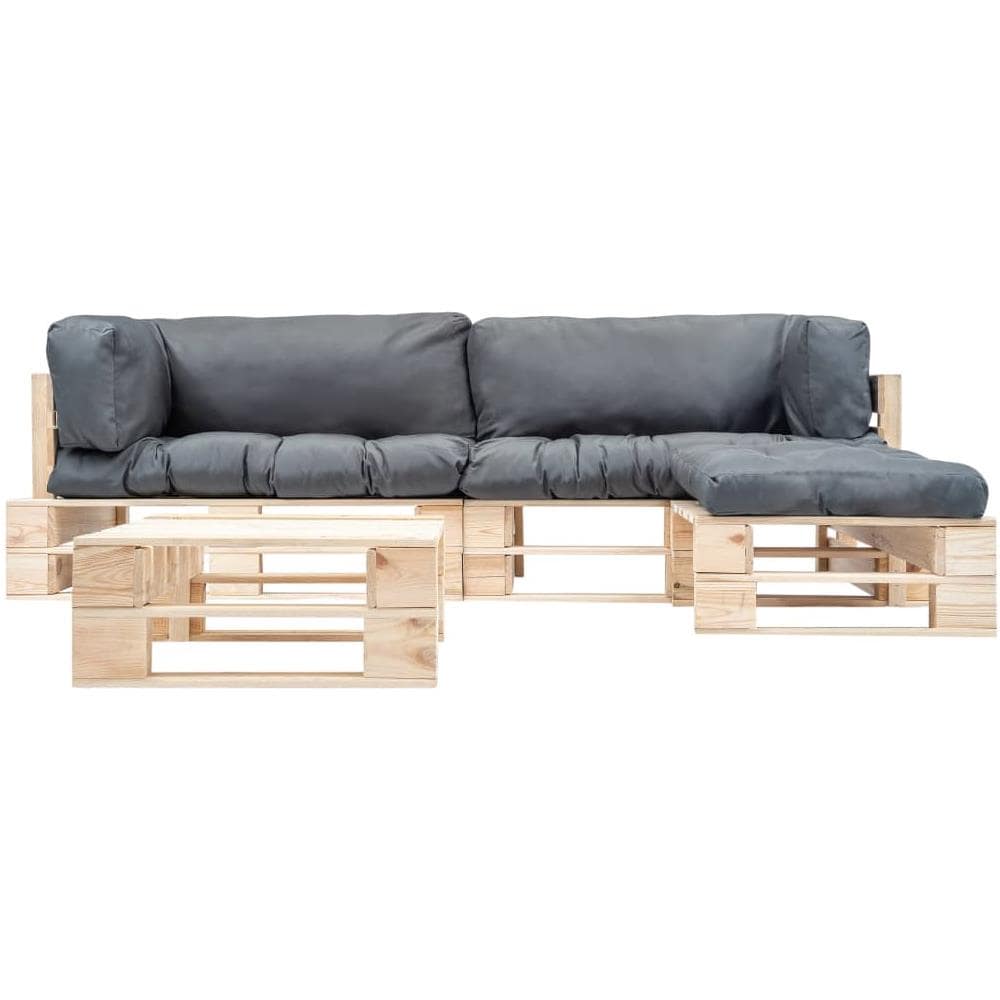 Divani Da Giardino Su Pallet 4pz Cuscini Grigi Legno Fsc - Foto 2