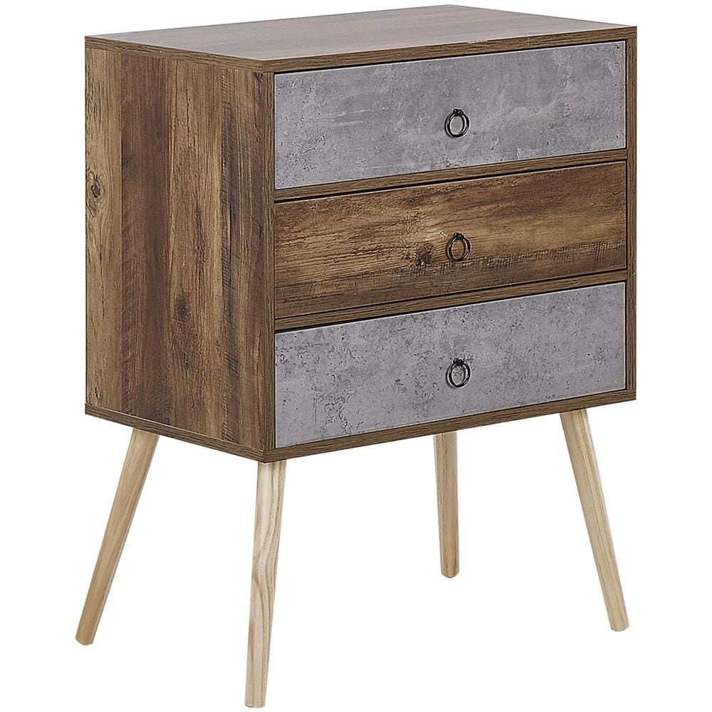 Cassettiera A 3 Cassetti Legno Scuro E Grigio Batley - Foto 1