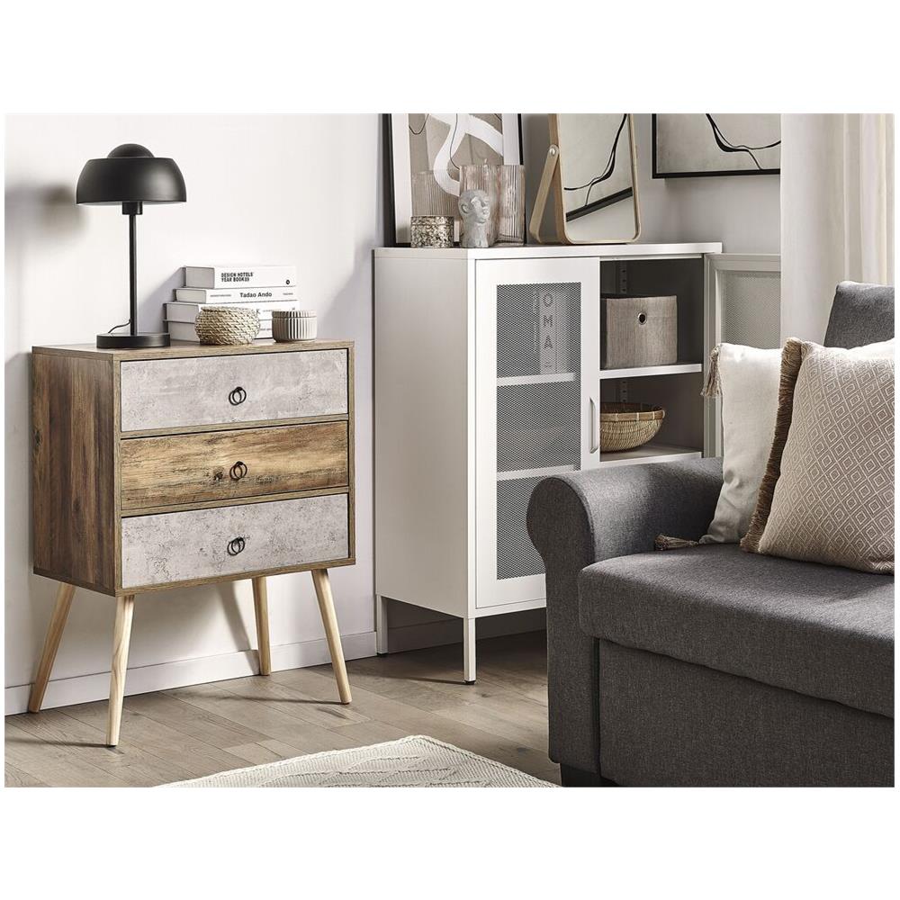 Cassettiera A 3 Cassetti Legno Scuro E Grigio Batley - Foto 2