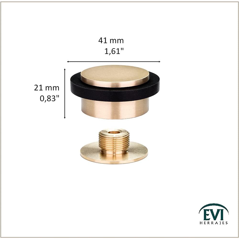 Arresto Della Porta Adesiva Con Base Filettata, Ottone Opaco, Gomma Nera, Rif. I-203 / 35x19-dual-mt - Foto 2