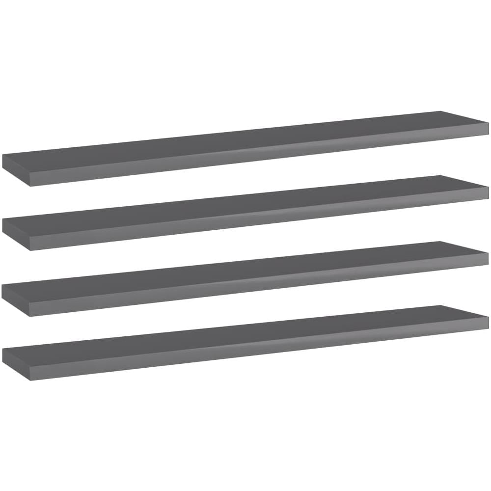 Ripiani per Libreria 4pz Grigio Lucido 60x10x1,5cm Multistrato - Foto 1
