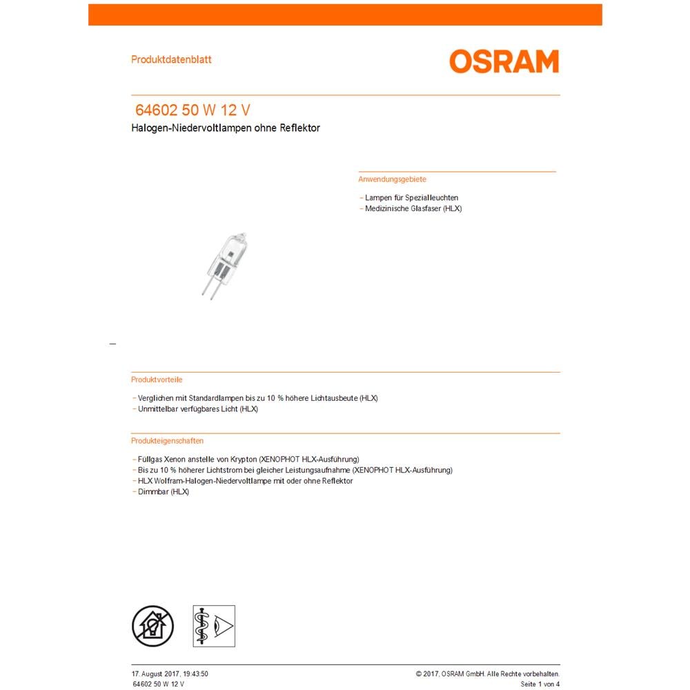 64602 50W 12V, 50W, 1000 lm, 1100h, 4,7g (0.166 oz) , 4,4 cm - Foto 2