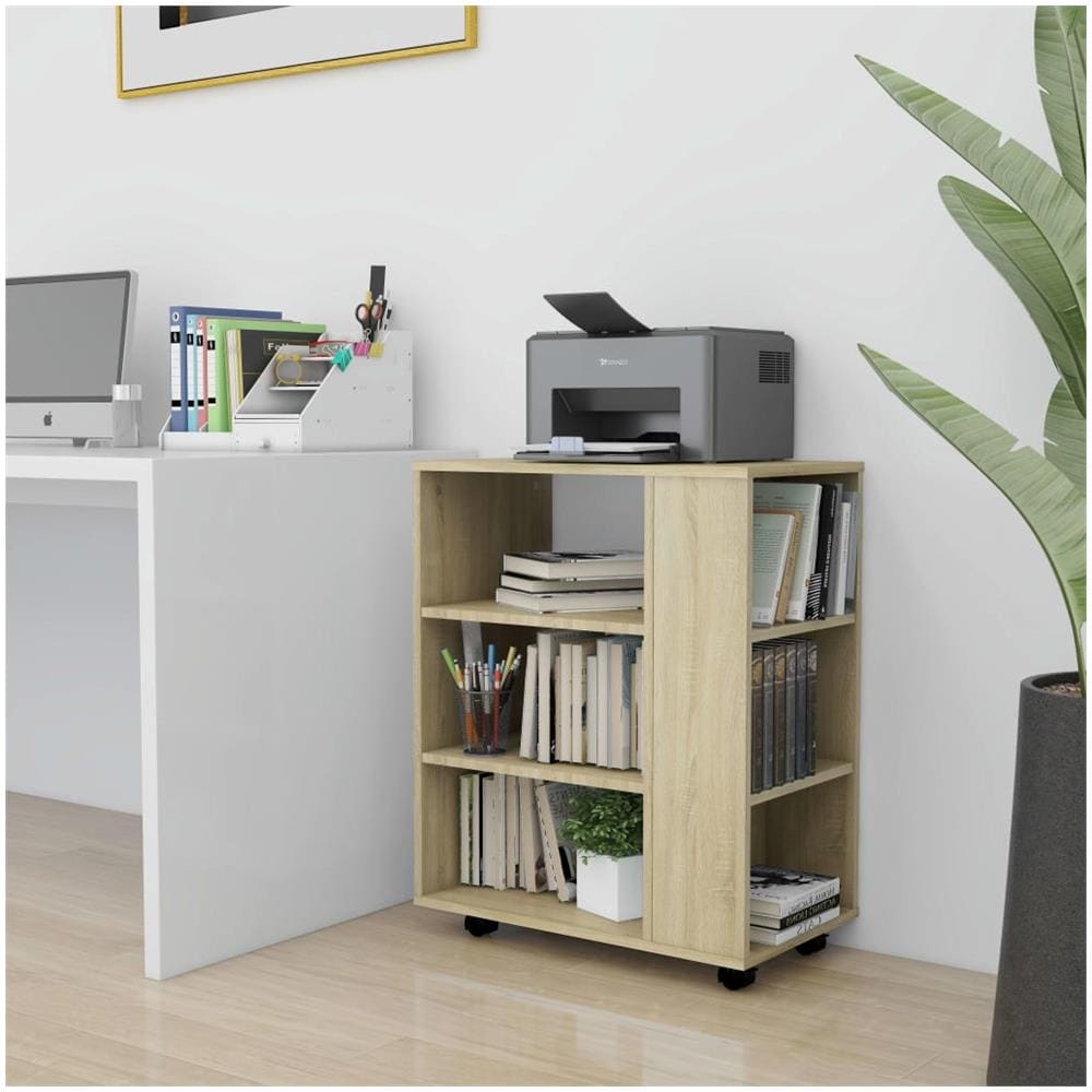 Mobiletto con Ruote Rovere Sonoma 60x35x75 cm Legno Multistrato - Foto 1