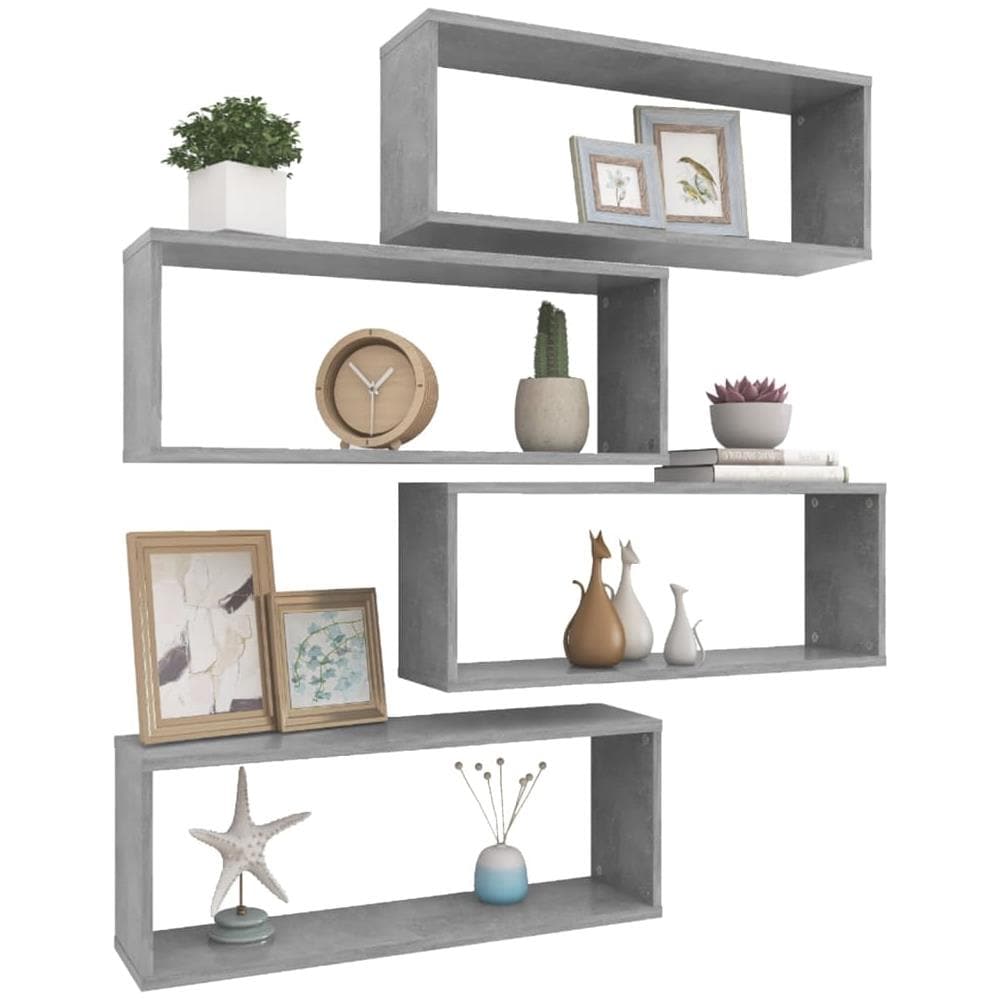 Mensole Parete a Cubo 4pz Grigio Cemento 60x15x23cm Multistrato - Foto 3
