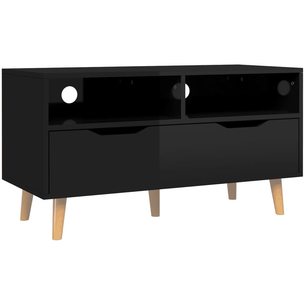 Mobile Porta TV Nero Lucido 90x40x48,5 cm Legno Multistrato - Foto 1
