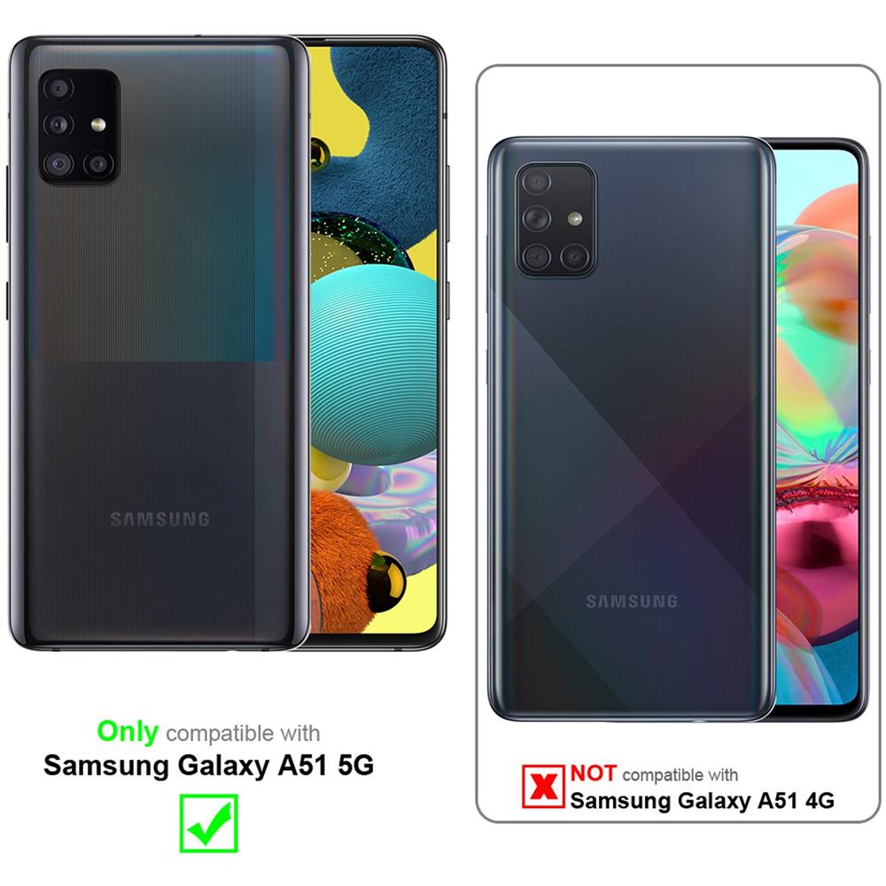 Custodia Compatibile Con Samsung Galaxy A51 5g In Nero Carbone - Coperchio Protettiva Con Chiusura Magnetica, Funzione Stand E Tasca Per Le Carte - Foto 2
