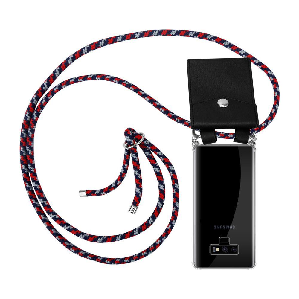 Catena Di Telefoni Cellulari Compatibile Con Samsung Galaxy Note 9 In Rosso Blu Bianco - Coperchio Protettivo In Silicone Con Anelli D'argento, Cinturino In Corda E Custodia Staccabile - Foto 1