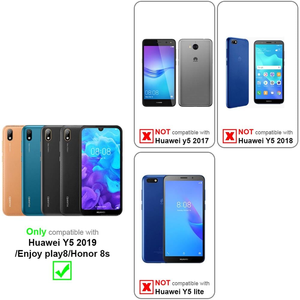 Custodia Compatibile Con Honor 8s / Huawei Y5 2019 In Turchese Fiore - Coperchio Protettivo In Design Floreale Con Chiusura Magnetica, Funzione Stand E Slot Per Carte - Foto 2