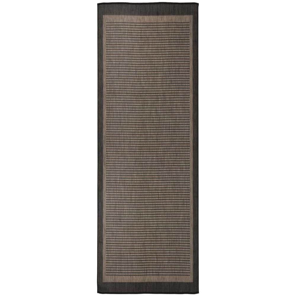 Tappeto Da Esterni A Tessitura Piatta 80x250 Cm Marrone Scuro - Foto 1