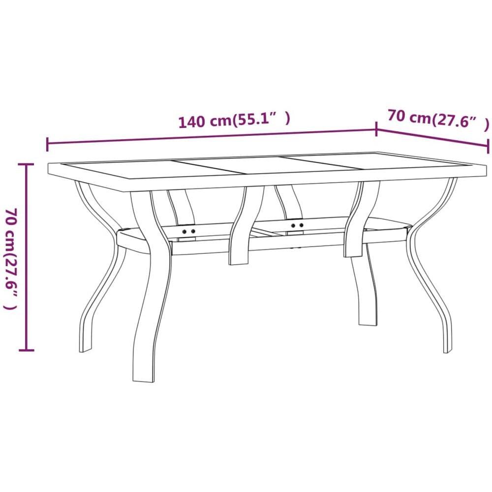 Tavolo Da Giardino Marrone E Nero 140x70x70 Cm Acciaio E Vetro - Foto 5