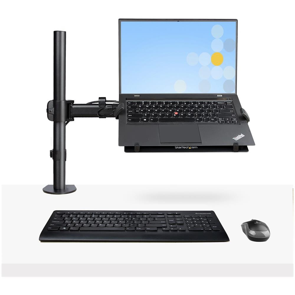 Braccio per Notebook da Scrivania - Supporto Ergonomico per Monitor fino a 34" (8kg) e Laptop (4,5kg) - Braccio Regolabile con Ripiano per PC Portatile compatibile VESA - Installazione con Morsetto /Contropiastra - Foto 4