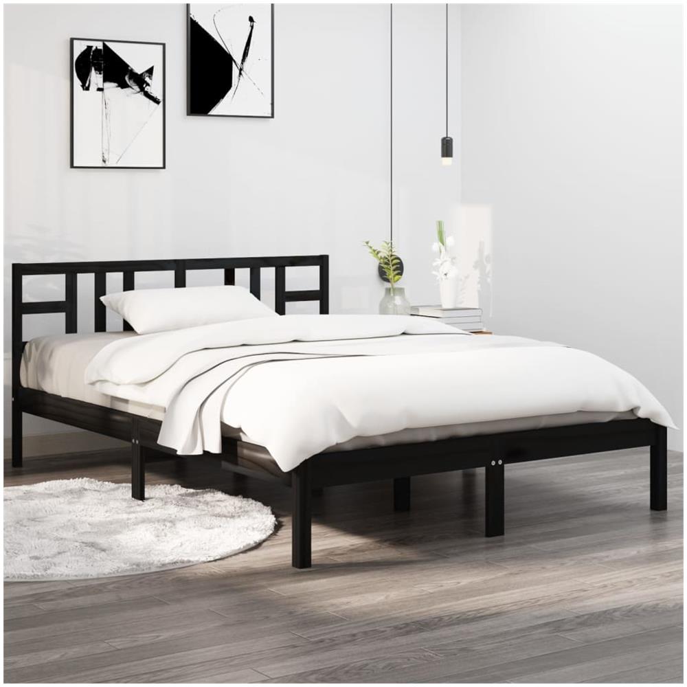 Giroletto Nero In Legno Massello 140x190 Cm - Foto 1