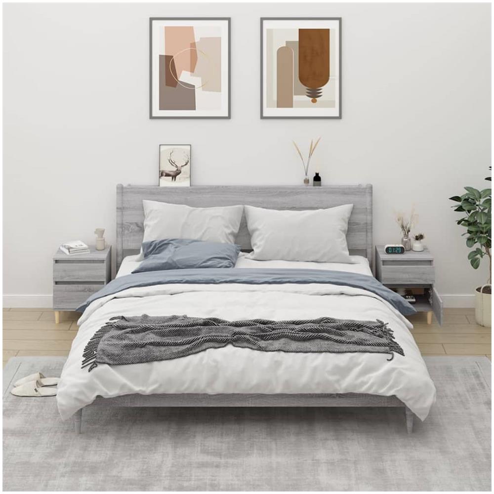 Comodino 2 Pz Grigio Sonoma 40x35x50 Cm - Foto 1