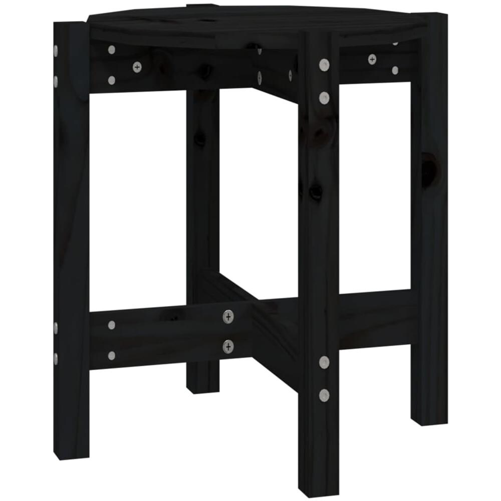 Tavolino Da Salotto Nero 42,5x45 Cm In Legno Massello Di Pino - Foto 2