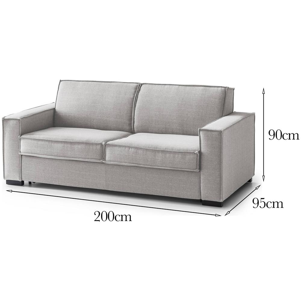 Divano Fisso Alba, Divano A 3 Posti, 100% Made In Italy, Sofà Soggiorno In Tessuto, Con Braccioli Slim, Cm 200x95h90, Grigio - Foto 4