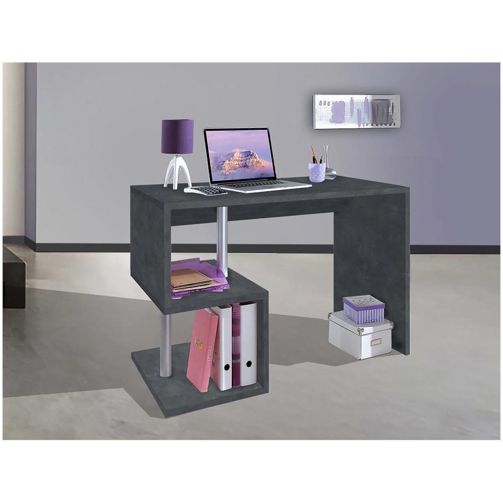 Scrivania Massimo, Scrittoio Lineare Porta Pc, Tavolo Multiuso Per Ufficio, Scrivania Salvaspazio Multiposizione, 100% Made In Italy, Cm 100x50h78, Ardesia - Foto 1