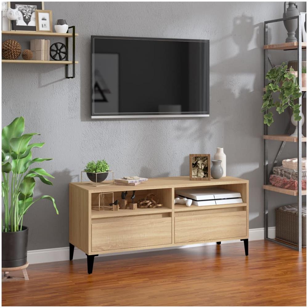 Mobile Tv Rovere Sonoma 100x34,5x44,5 Cm In Legno Multistrato - Foto 1