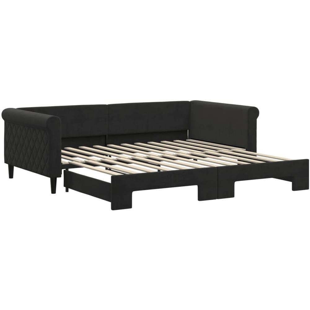 Divano Letto Con Letto Estraibile Nero 100x200 Cm In Velluto - Foto 2
