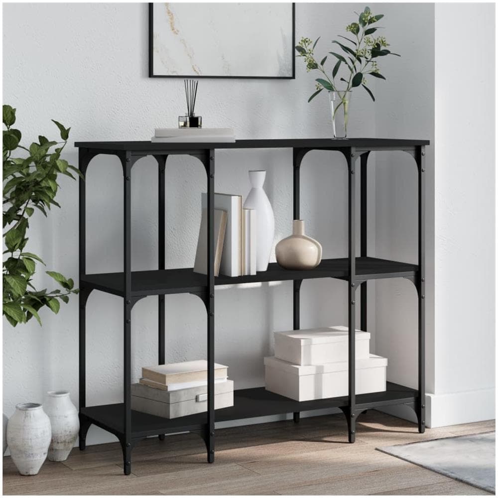Tavolino Consolle Nero 102x35x90 Cm In Legno Multistrato - Foto 1