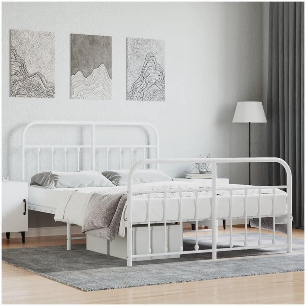 Giroletto Con Testiera E Pediera Metallo Bianco 140x190 Cm - Foto 1