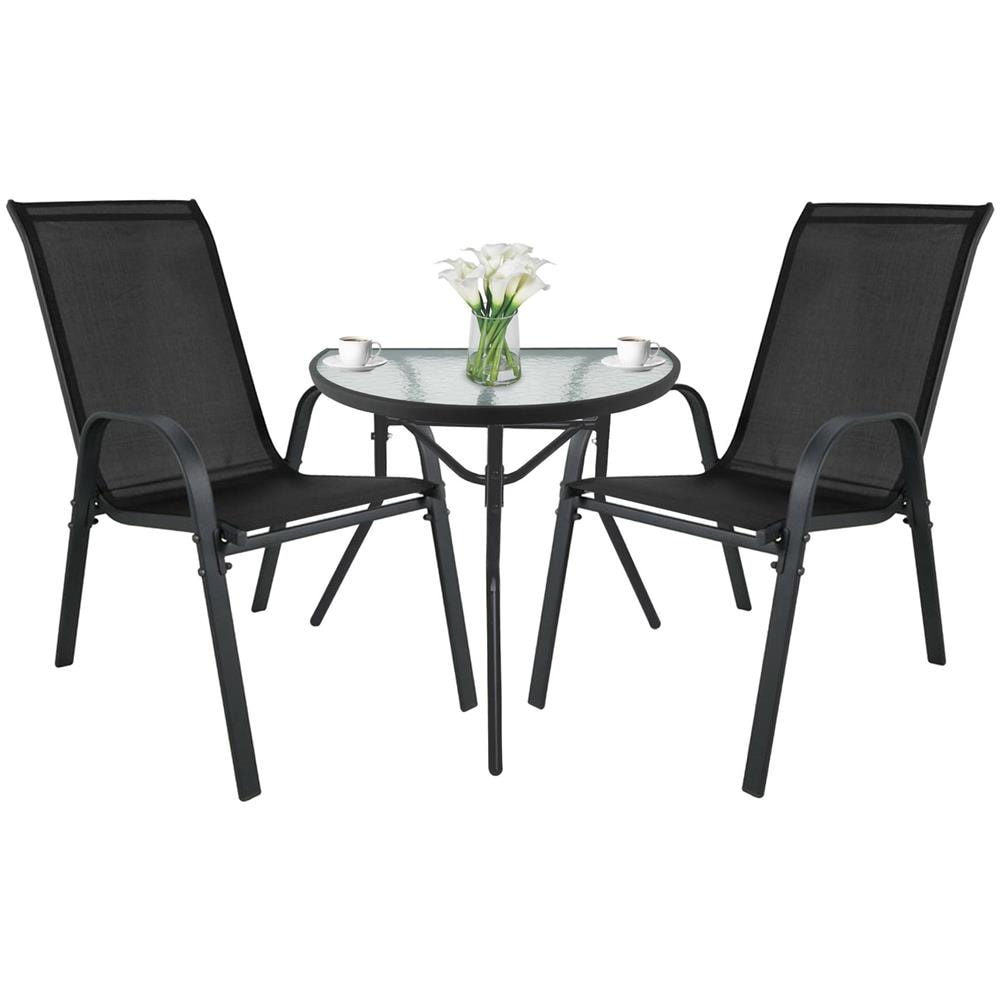 Tavolo semicircolare ISLAND + 2 sedie SOFIA nere - Foto 1