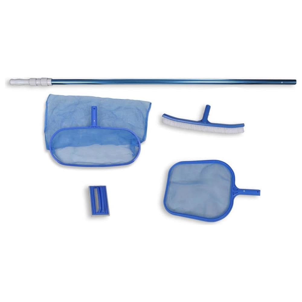 Set Pulizia Piscina Spazzola 2 Schiumatoi Foglie 1 Palo Telescopico - Foto 2