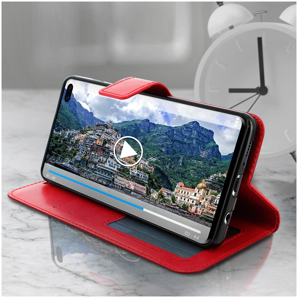Custodia A Libro Galaxy S10 Plus Portacarte Funzione Supporto - Rosso - Foto 2