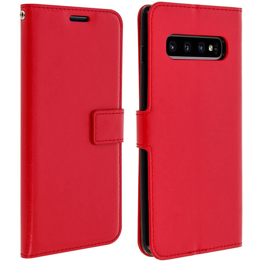 Custodia A Libro Galaxy S10 Plus Portacarte Funzione Supporto - Rosso - Foto 1