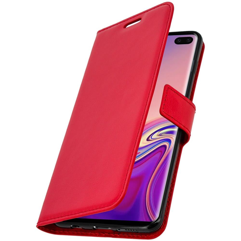 Custodia A Libro Galaxy S10 Plus Portacarte Funzione Supporto - Rosso - Foto 5
