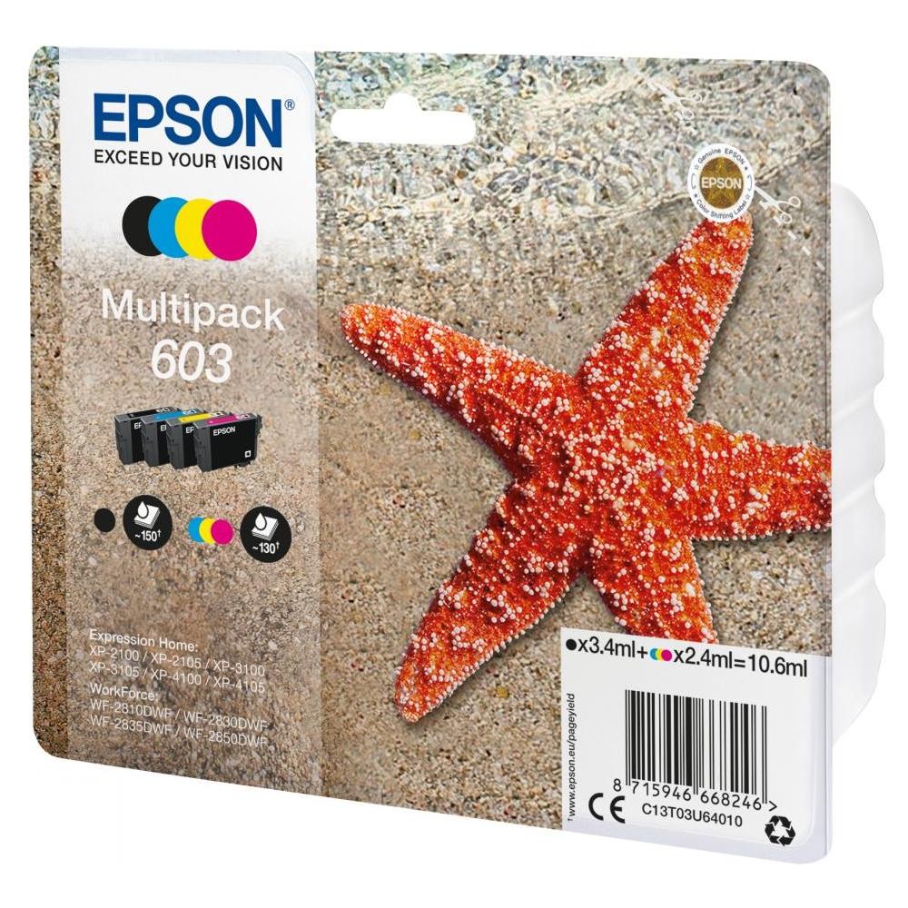 Multipack 603 Cartuccia Ink Originale Nero / Ciano / Magenta / Giallo per Expression Home XP-2100 / XP-3105 / WorkForce WF-2850DWF Capacità 150 Pagine - Foto 2