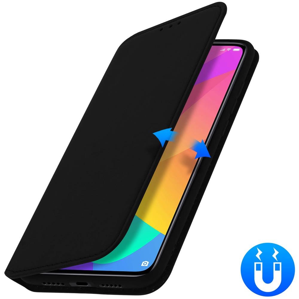 Custodia Xiaomi Mi 9 Lite Portacarte Funzione Supporto Similpelle Liscia Nero - Foto 2
