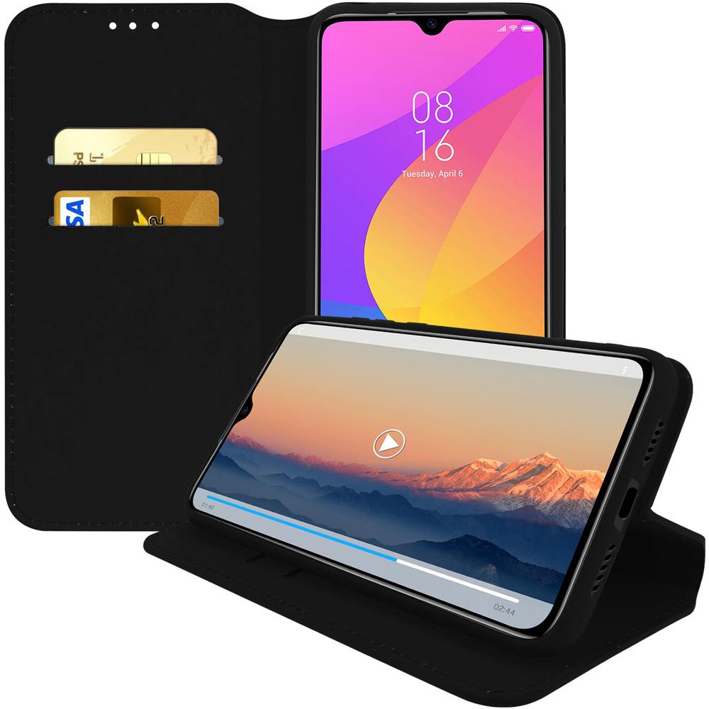 Custodia Xiaomi Mi 9 Lite Portacarte Funzione Supporto Similpelle Liscia Nero - Foto 5