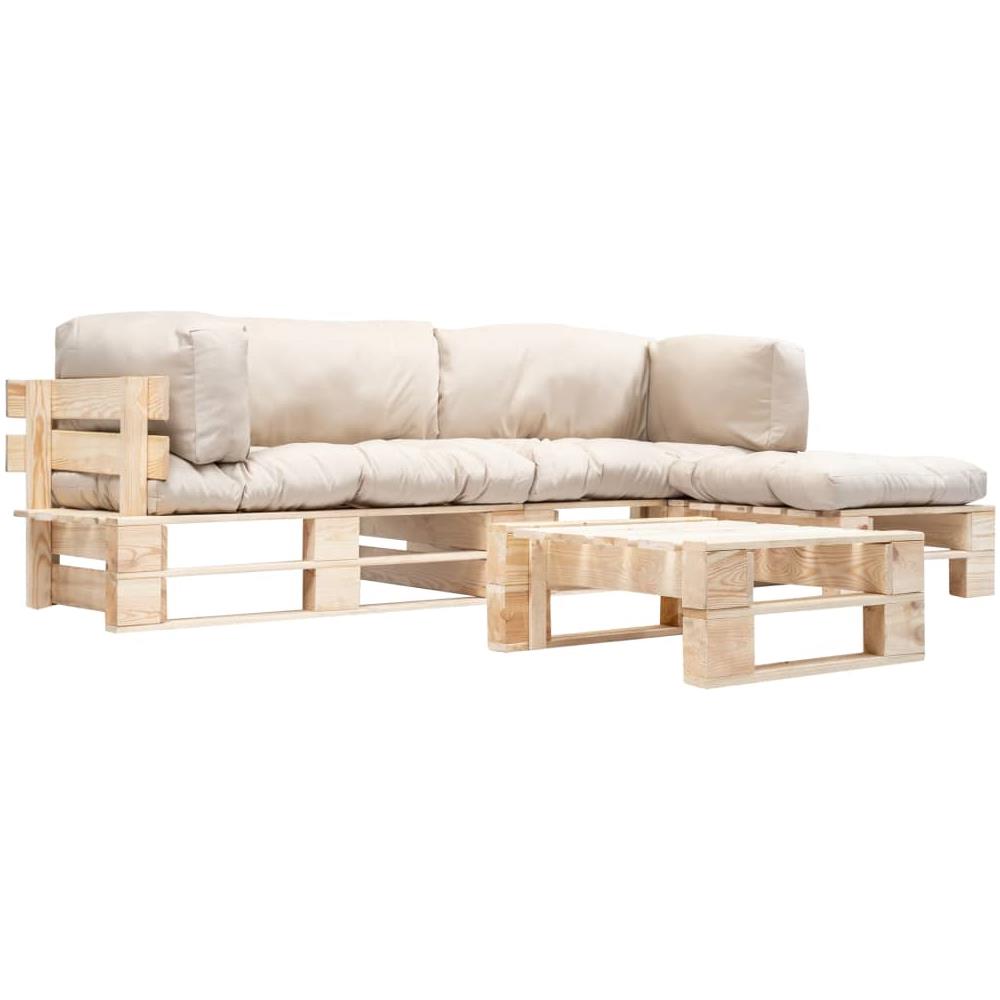 Divani Da Giardino Su Pallet 4pz Cuscini Sabbia Legno Fsc - Foto 1