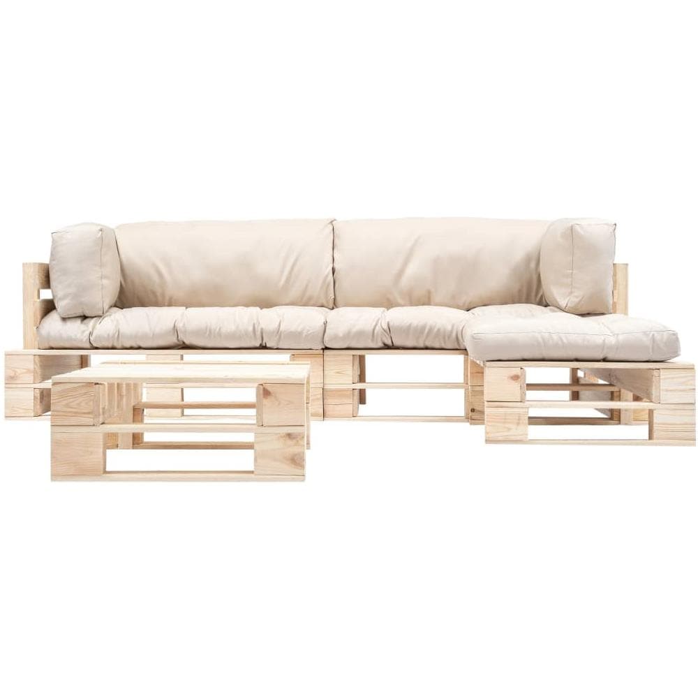 Divani Da Giardino Su Pallet 4pz Cuscini Sabbia Legno Fsc - Foto 2