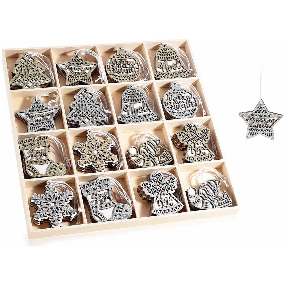 Set 48 Decorazioni Natalizie Da Appendere In Legno Per Albero Di Natale Addobbi Natalizi In Legno Idea Regalo - Foto 1