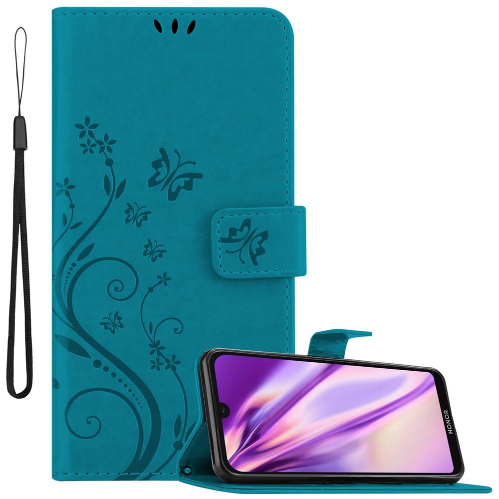 Custodia Compatibile Con Honor 8s / Huawei Y5 2019 In Blu Fiore - Coperchio Protettivo In Design Floreale Con Chiusura Magnetica, Funzione Stand E Slot Per Carte - Foto 1