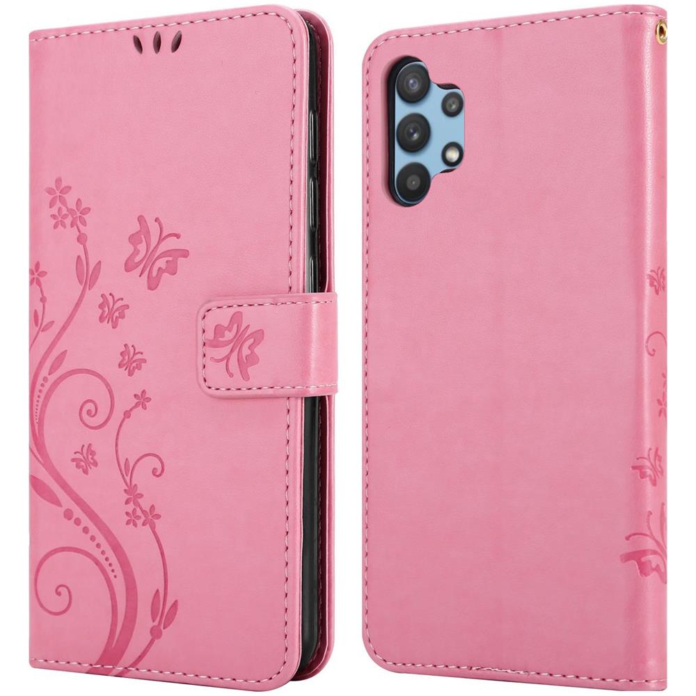 Custodia Compatibile Con Samsung Galaxy A32 5g In Rosa Fiore - Coperchio Protettivo In Design Floreale Con Chiusura Magnetica, Funzione Stand E Slot Per Carte - Foto 8